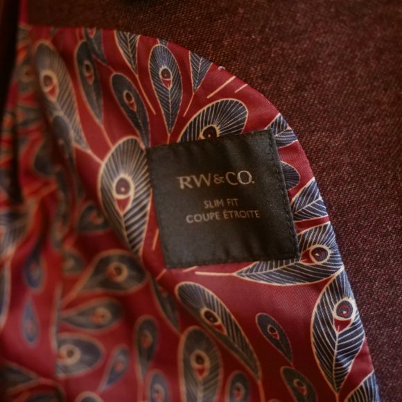 RW&CO Burgandy Slim Fit Blazer (Stretch Fabric) 36 Short - Picture 4 of 7